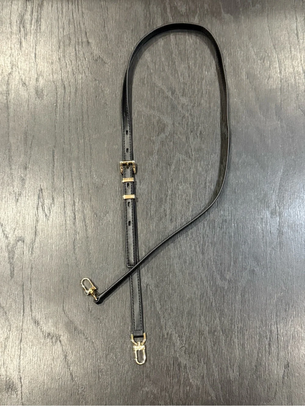 Michael Kors Black Leather Adjustable Crossbody Strap with Gold Hardware